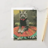 Cute Surreal Tiger in Human Clothes Postcard