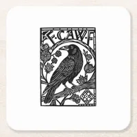 Retro F Caw F Crow Funny Saying Meme Design Square Paper Coaster