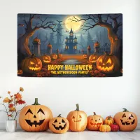 Family Name Spooky Happy Halloween Party Banner