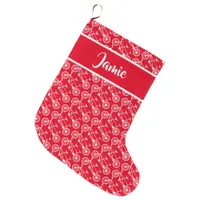 Tandem Bike Rider White Bicycles Patterned Large Christmas Stocking