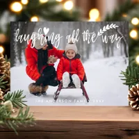 Laughing All The Way Brush Script Christmas Photo Holiday Card