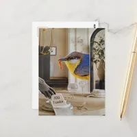 Funny Raccoon and bird IOU 1 Cookie  Postcard