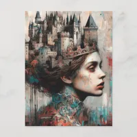 Fairy Tale Queen With Castles and Crown Postcard