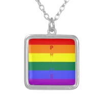 LGBT Pride Rainbow Flag Silver Plated Necklace