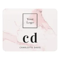 Blush pink marble business logo monogram name door sign