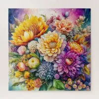 Pretty Colorful Watercolor Ai Art Flowers Collage