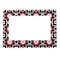 Ethnic Folk Boho Red Black White Geometric Pattern Magnetic Frame