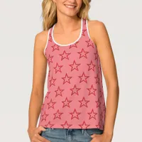 Tank Top (ao) - Red Stars on Pink