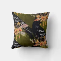 Watercolor Flowers Floral Raven Botanicals Throw Pillow