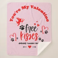 Dog Valentine - Free Kisses Definitely Contains |  Sherpa Blanket