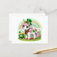 Saint Patricks Day Unicorn Postcard