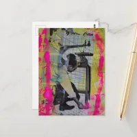 The Retro Working Men Mixed Media Collage Postcard