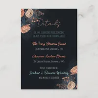  Elegant Navy Floral Wedding Details Enclosure Card