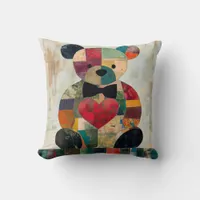 Patchwork Teddy Bear Throw Pillow