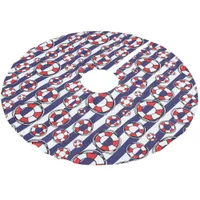 Nautical Lifebelts Red White Blue Striped Brushed Polyester Tree Skirt