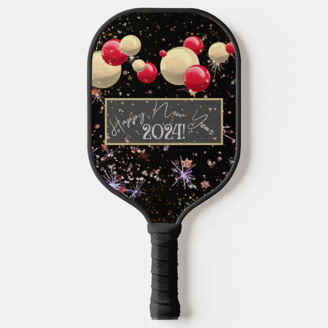 Joyful happy new year 2-24 banner pickleball paddle