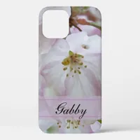 Pink and White Crab Apple Flower Blossoms iPhone 12 Case