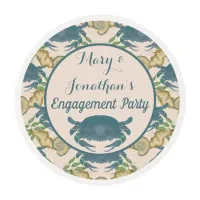 Crab Feast-Watercolor Blue Crabs, Engagement  Edible Frosting Rounds