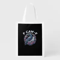 Crow Humorous F-Caw-F Graphic For Men Women Retro  Grocery Bag