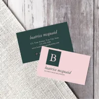 Chic Blush Pink Blue Business Card