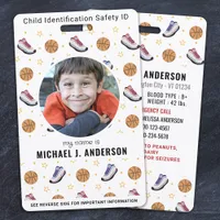 Fun Basketball Sports Custom Modern Photo Child ID Badge