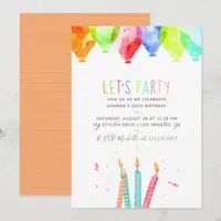 Trendy Watercolor Any Age Birthday Party Invite