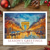 Watercolor Arc de Triomphe Paris Travel Christmas Holiday Postcard