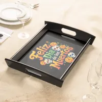Colorful Day of the Dead Candy Skulls Marigolds Serving Tray