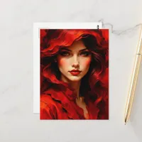Woman in Red Postcard