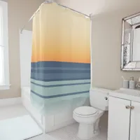 Ocean Sunset Fading Orange and Blue Abstract Shower Curtain