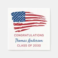 American Flag Patriotic Military Graduation  Napkins