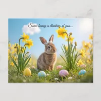 Cute Easter Bunny and Daffodil  Postcard