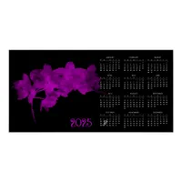 Orchid shadow on a dark background 2025 calendar poster