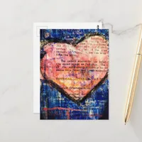 Vintage Textbook Pink Heart Mixed Media Collage Postcard