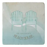 Beach House Adirondack Chairs Aqua Blue ID623 Trivet