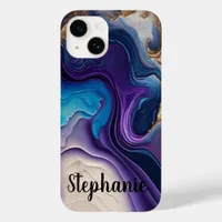 Puple Mable Rose Gold Name Script Case-Mate iPhone 14 Case