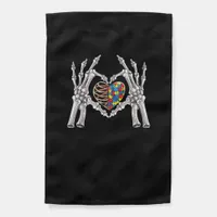 Autism Awareness Gothic Skull Hand Autism Puzzle P Garden Flag