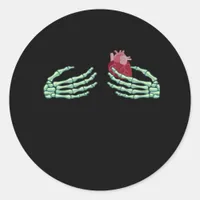 Halloween Skeleton Hands With Heart Classic Classic Round Sticker