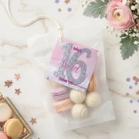 Pink Silver Rhinestone Glam Sweet 16 Birthday Favor Tags