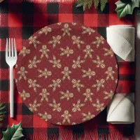 Red Polka Dot Gingerbread Man Christmas Paper Plates