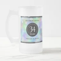 Elegant 34th Opal Wedding Anniversary Celebration Frosted Glass Beer Mug
