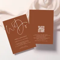 Minimalist We Do Script Terracotta QR Code Wedding Invitation