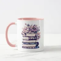 Personalized Antique Books and Roses   Mug