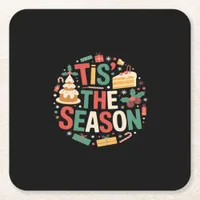 Christmas Tree Cute - Tis The Season Square Paper Coaster