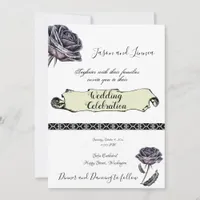 Gothic Quirky Elegant Old English Rose Vintage Lux Invitation