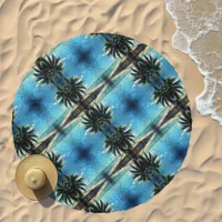 Caribbean Blue Digital Art tiled pattern Beach Towel
