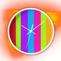 Neon Colorful Stripes |  Clock