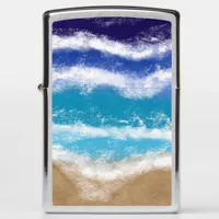 Blue Ocean Waves Sandy Beach  Beach  Zippo Lighter