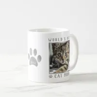 World's Best Cat Mom Silver Grey Foil Paws Photo Coffee Mug