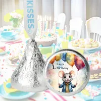 Cute mouse with colorful balloons, personalizable  hershey®'s kisses®